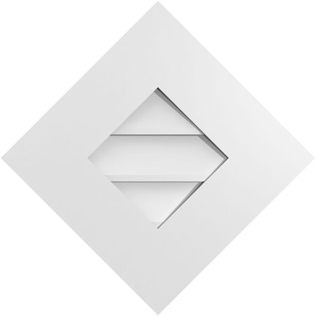 Ekena Millwork Diamond Surface Mount PVC Gable Vent: Functional, w/ 3-1/2"W x 1"P Standard Frame, 18"W x 18"H GVPDI18X1801SF